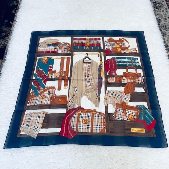 Burberrys of London Nova Check Multicolor Square Bandana/Scarf NWOT - Picture 3 of 13